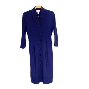 Bright blue button-down jersey Talbots dress.